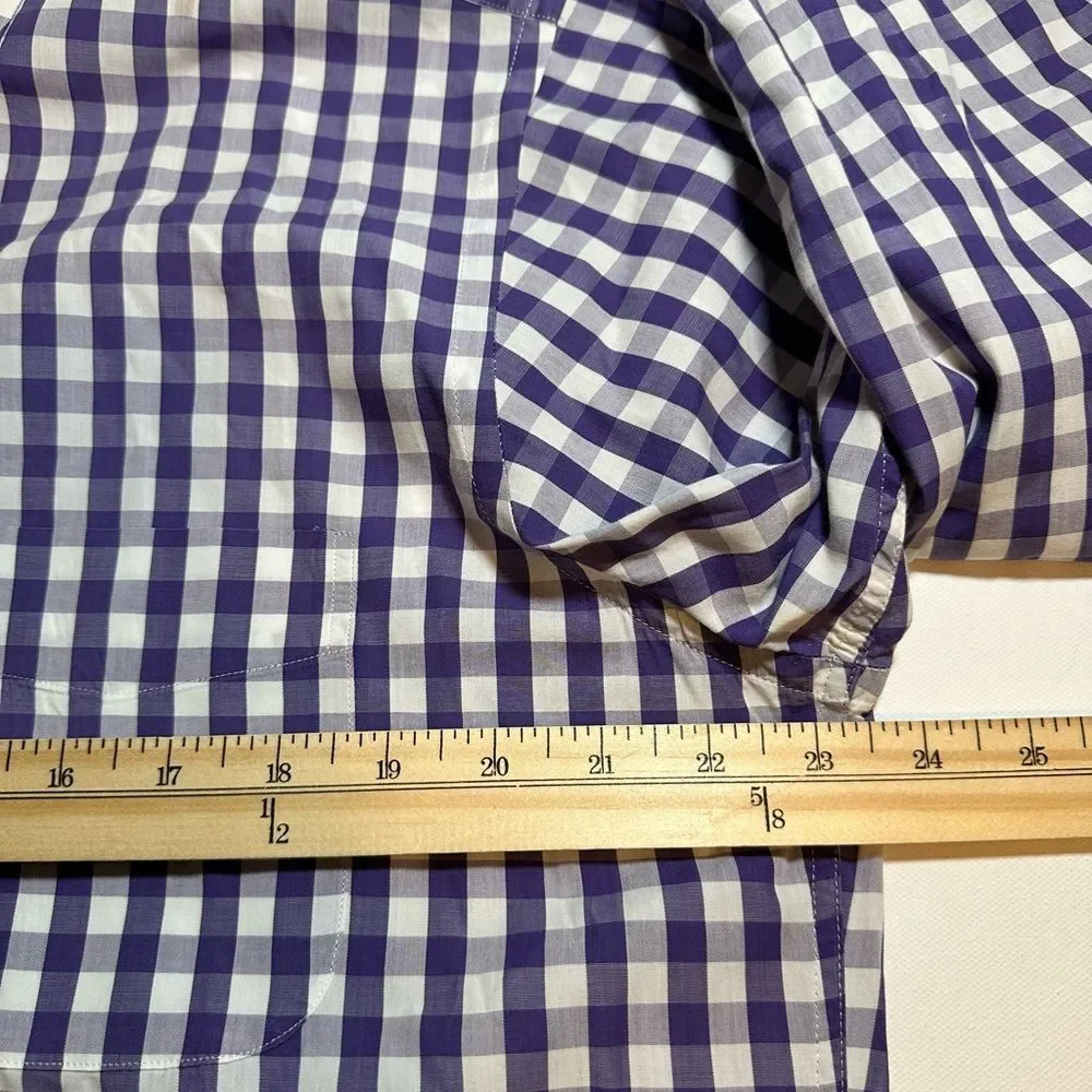 J. McLaughlin Purple White Gingham Plaid Button-Down Long Sleeve Shirt Men's MED